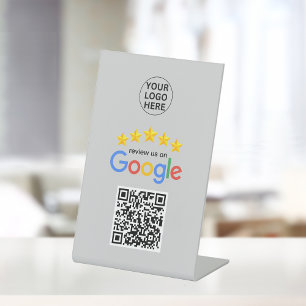 Signe De Table Google Business Avis 5 étoiles Qr Code Gris