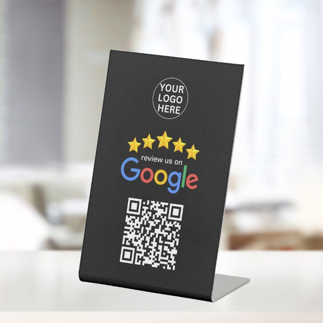 Signe De Table Google Business Review 5 étoiles Qr Code noir (Créateur téléchargé)
