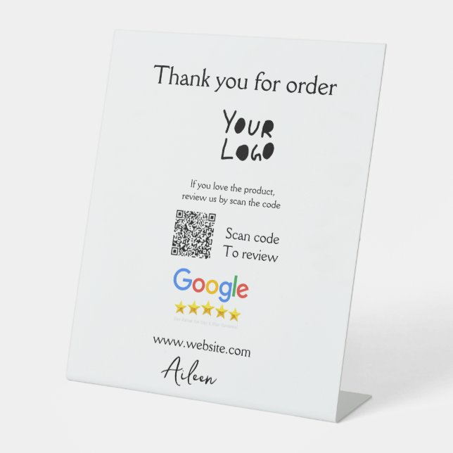 Signe De Table Google examen logo entreprise site Web scanner cod (Recto)