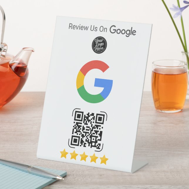 Signe De Table Google Review Business Stand with QR (In SItu)