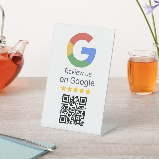 Signe De Table Google Review QR Code Business Tabletop Sign (In SItu)