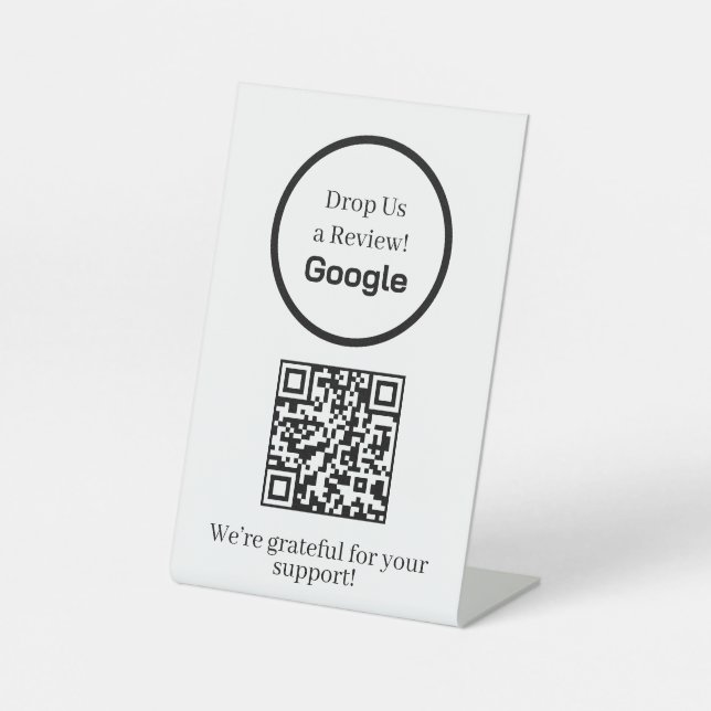 Signe De Table Google Review QR Code | Custom Business Feedback (Recto)