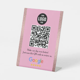 Signe De Table Google Review QR Code Pedestal Sign for Business
