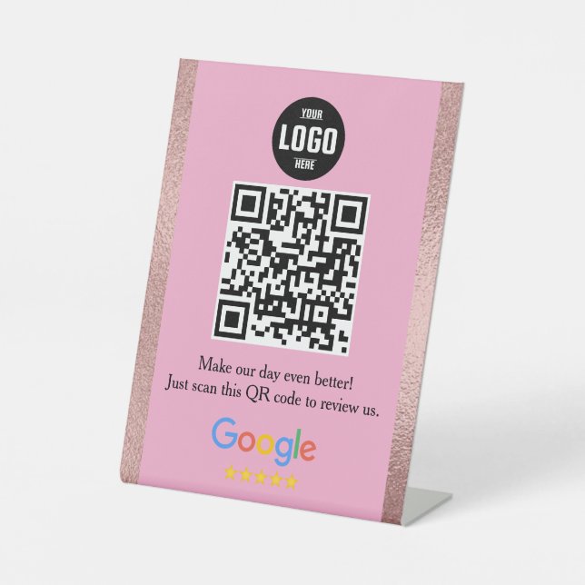 Signe De Table Google Review QR Code Pedestal Sign for Business (Recto)