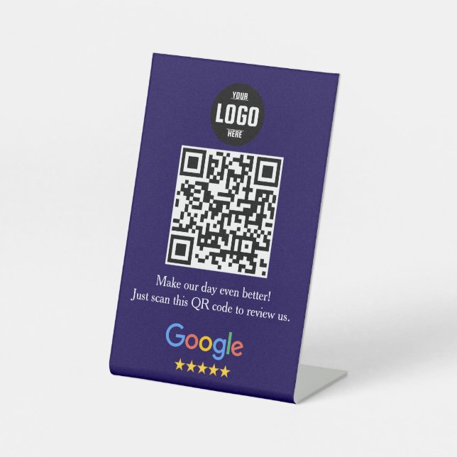 Signe De Table Google Review QR Code Pedestal Sign for Business (Recto)