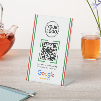 Signe De Table Google Reviews QR Code Custom Logo