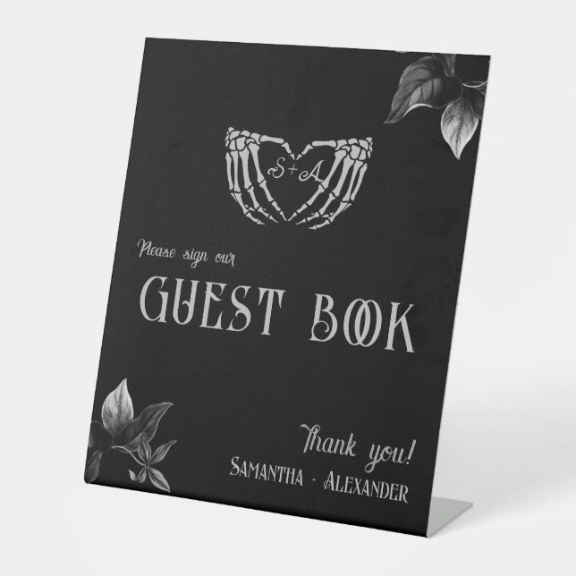 Signe De Table Gothique Coeur Whimsigoth Mariage d'argent Livre d (Recto)