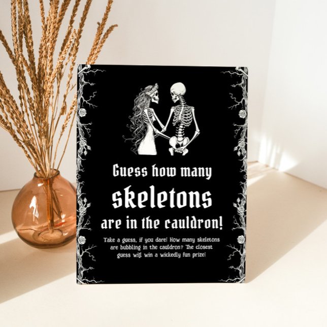 Signe De Table Gothique Halloween Devinez Combien De Skeletons Je (Créateur téléchargé)