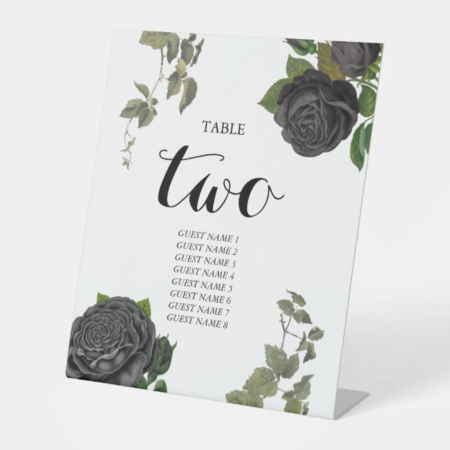 Signe De Table Gothique Halloween Rose Mariage blanc Numéro de ta (Recto)