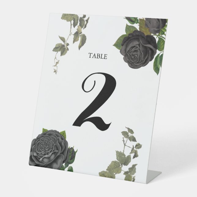 Signe De Table Gothique Halloween Rose Mariage blanc Numéro de ta (Recto)