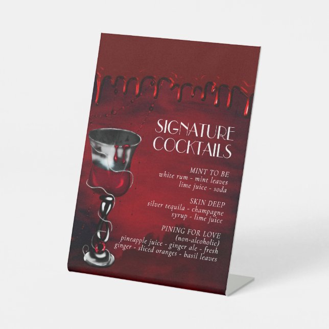 Signe De Table Gothique Luxe | Boissons de signature de sang roug (Recto)