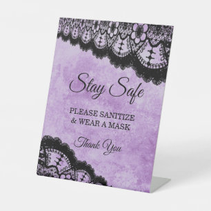 Signe De Table Gothique Purple Grunge Black Lace Mariage Sécurité