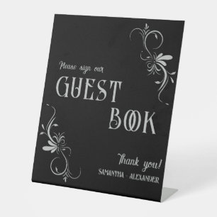 Signe De Table Gothique Silver Grey Whimsigoth Mariage livre d'hô