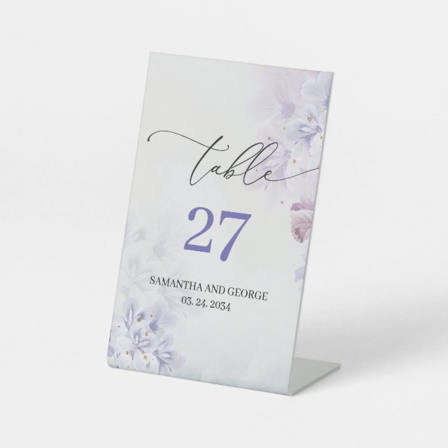 Signe De Table Gracity boho printemps fleurs violettes numéro de  (Recto)