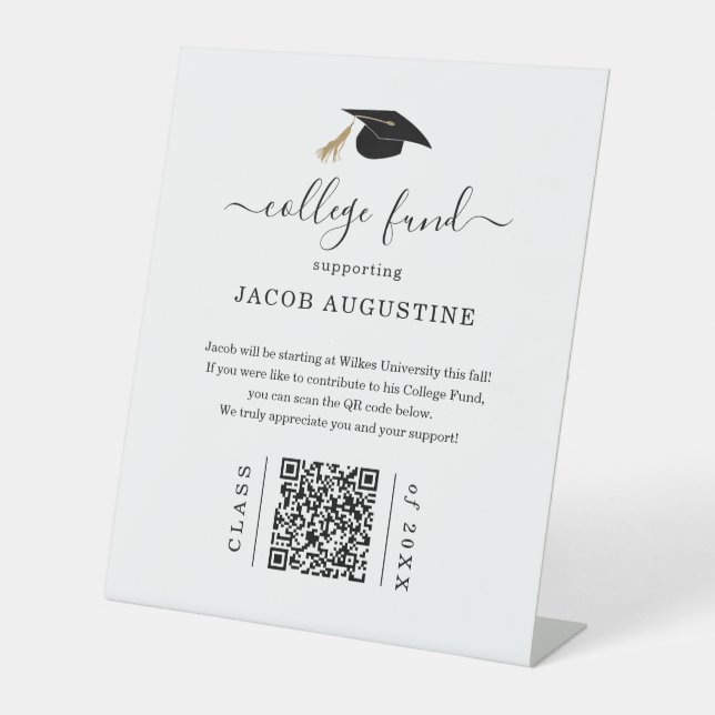 Signe De Table Graduation College Fund with QR Code (Recto)