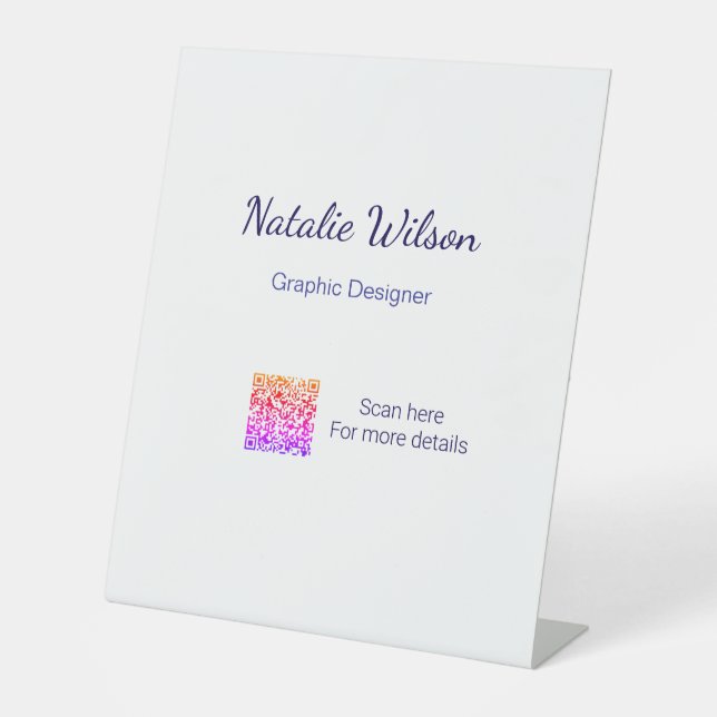 Signe De Table Graphic designer name scan QR code details profess (Recto)