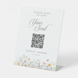 Signe De Table Graphique de placement de sièges QR Code Jardin Fa