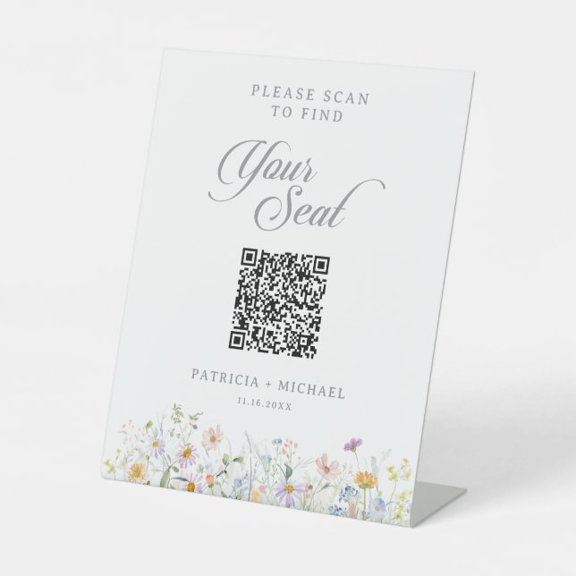 Signe De Table Graphique de placement de sièges QR Code Jardin Fa (Recto)