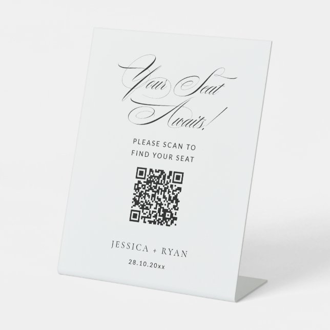 Signe De Table Graphique de sièges de script de Mariage numérique (Recto)