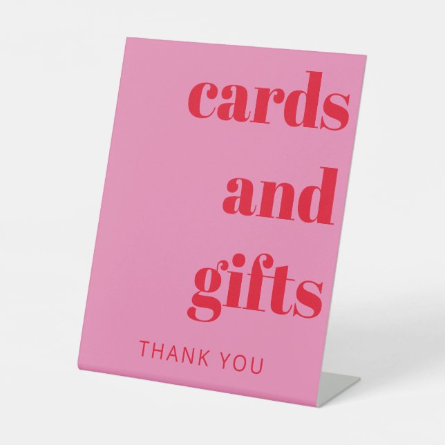 Signe De Table Gras Bright Rose Rouge moderne Cartes de mariage C (Recto)
