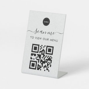 Signe De Table Gray Kraft sans contact Scan Me Qr Code Menu & Log