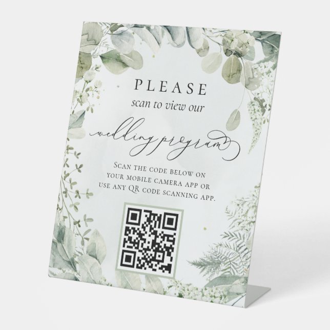 Signe De Table Green Foliage Botanical QR code programme de maria (Recto)