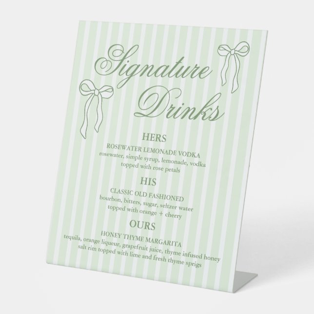 Signe De Table Green Mariage Signature Boissons Cocktails (Recto)