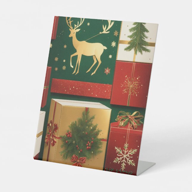 Signe De Table Green Reindeer Ugly Christmas Sweater Pattern –... (Recto)