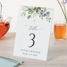 Greenery, Eucalyptus Leaves, Baptism Table Numbers
