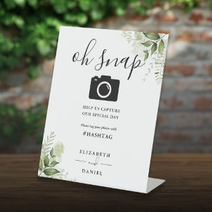 Signe De Table Greenery Floral Script Oh Snap Photo