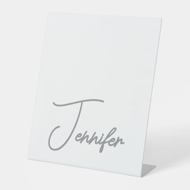Signe De Table Grey White Modern Minimalist Handwriting Name (Recto)