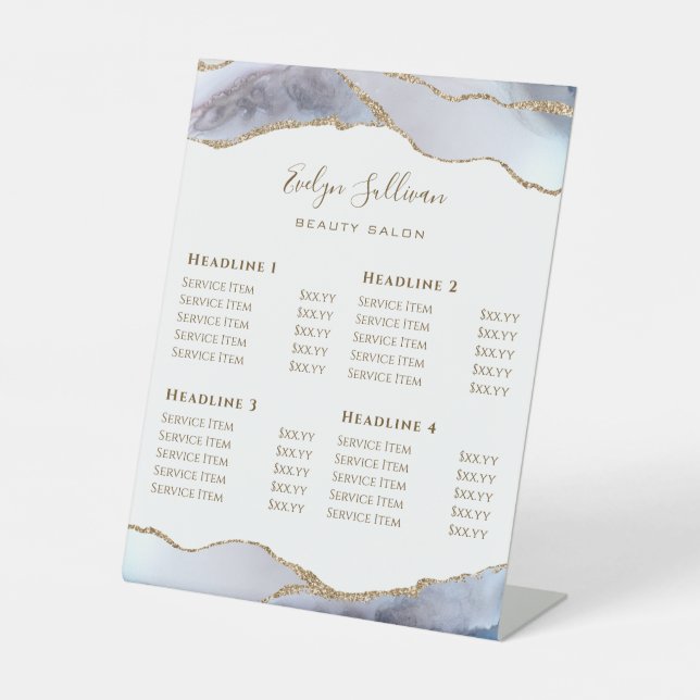 Signe De Table Gris Bleu Agate Beauté Salon Tarifs (Recto)