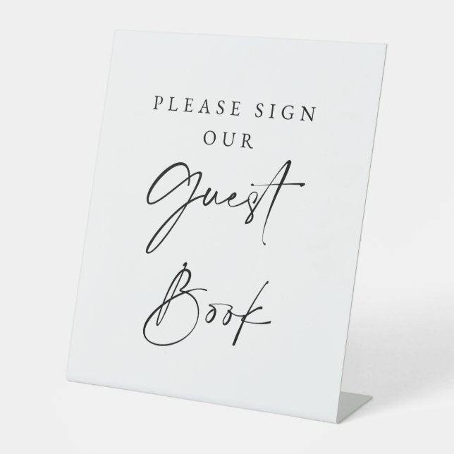 Signe De Table Guest Book Wedding Sign Minimalist Elegant Script  (Recto)