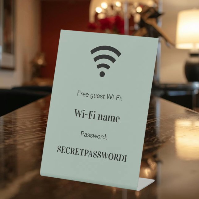 Signe De Table Guest customer wifi network password sage green (Créateur téléchargé)