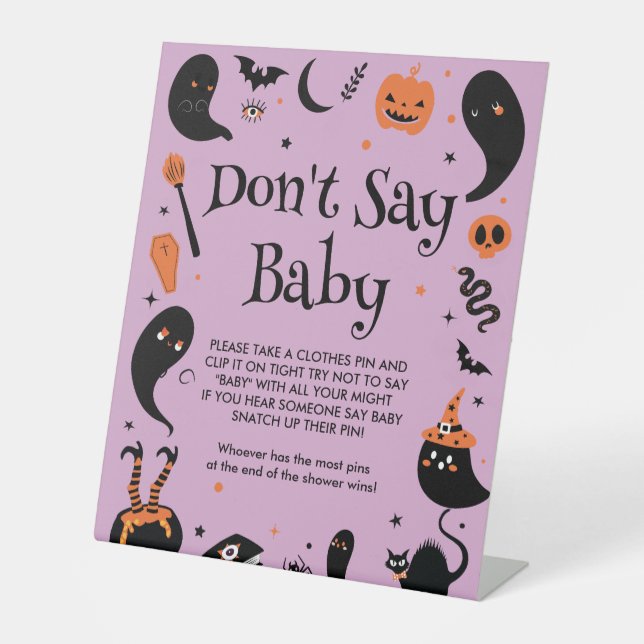 Signe De Table Halloween Baby shower Ne dites pas Baby Game (Recto)