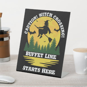 Signe De Table Halloween Caution Sorcière Traversée Flying Brooms
