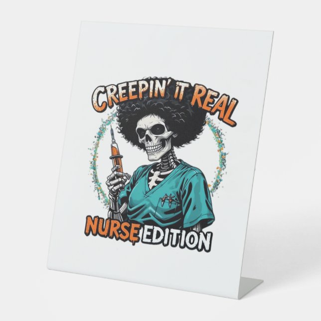 Signe De Table Halloween Creepin It Real! Édition infirmière clas (Recto)