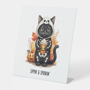 Signe De Table Halloween éffrayant Cute Cat