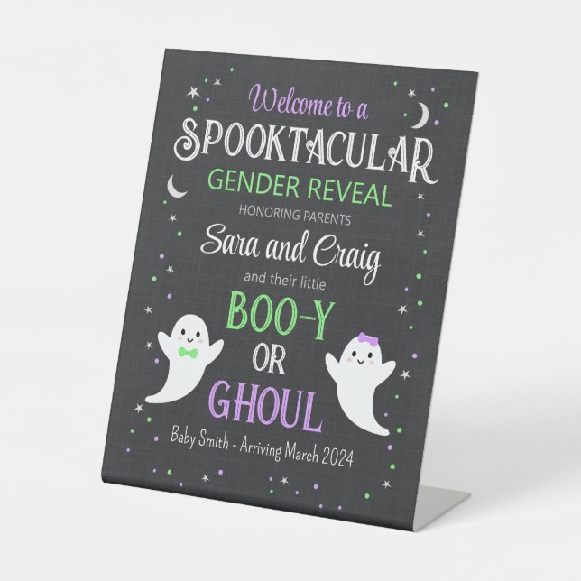 Signe De Table Halloween fantôme bébé sexe révéler (Recto)