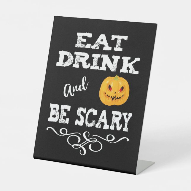 Signe De Table Halloween fête manger Boire et être effrayant visa (Recto)