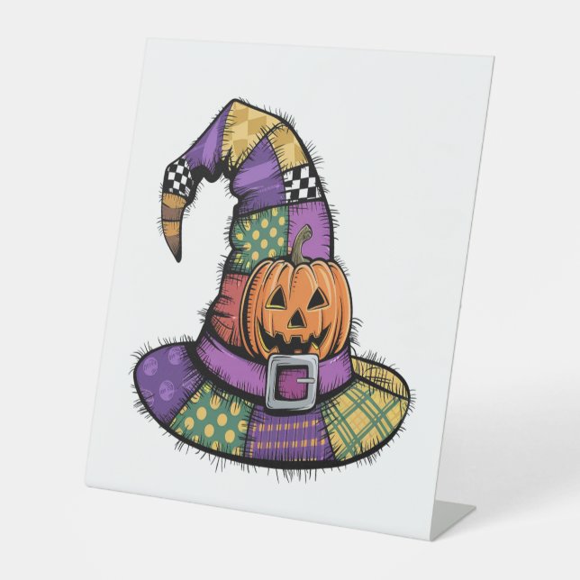 Signe De Table Halloween Patchwork Witch Hat Spooky (Recto)