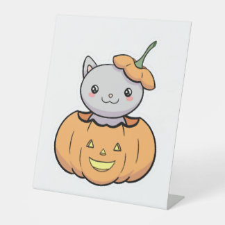 Signe De Table Halloween Pumpkin Cat  