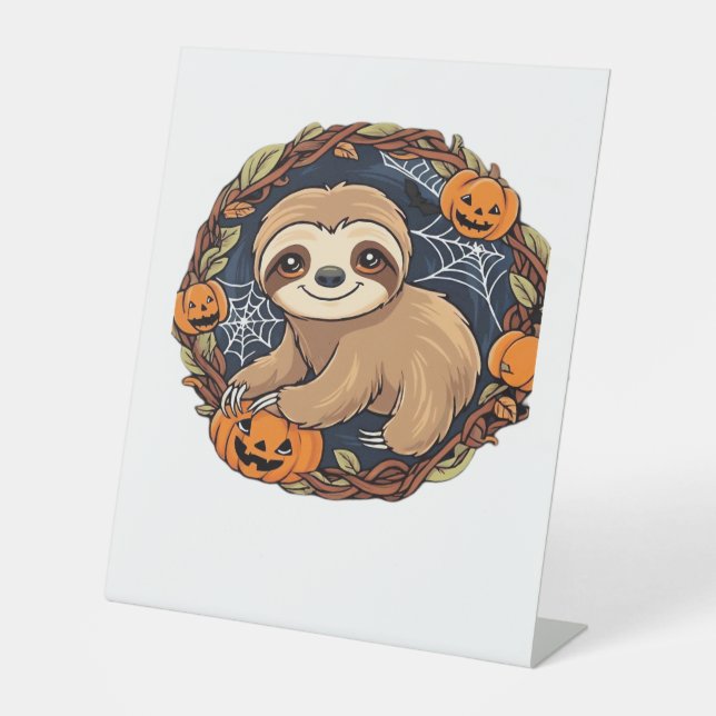 Signe De Table Halloween, Sloth, 31 octobre, Thanksgiving Class (Recto)