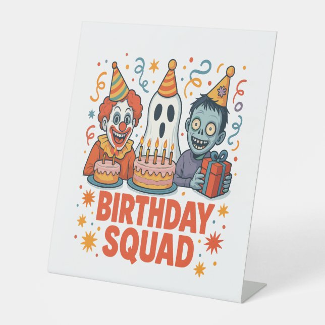 Signe De Table Halloween Squad Clown Déplaisant fantôme Zombie Cl (Recto)