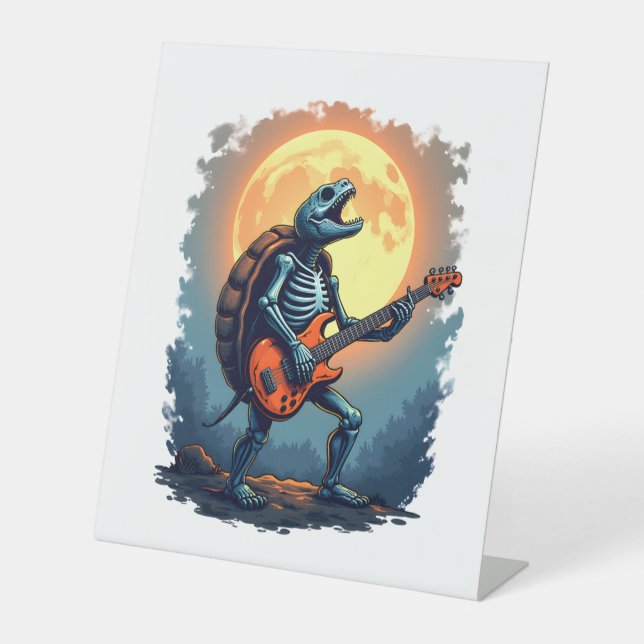 Signe De Table Halloween Turtle Skeleton Rocker Tee pour Music Lo (Recto)