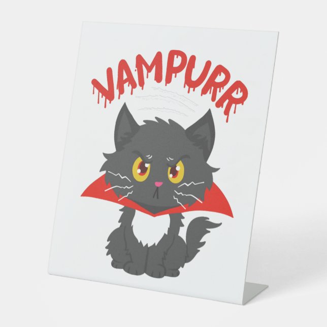 Signe De Table Halloween Vampire Cat (Recto)