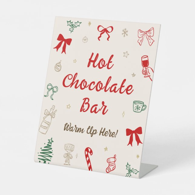 Signe De Table Hand Drawn Christmas Hot Chocolate Bar (Recto)