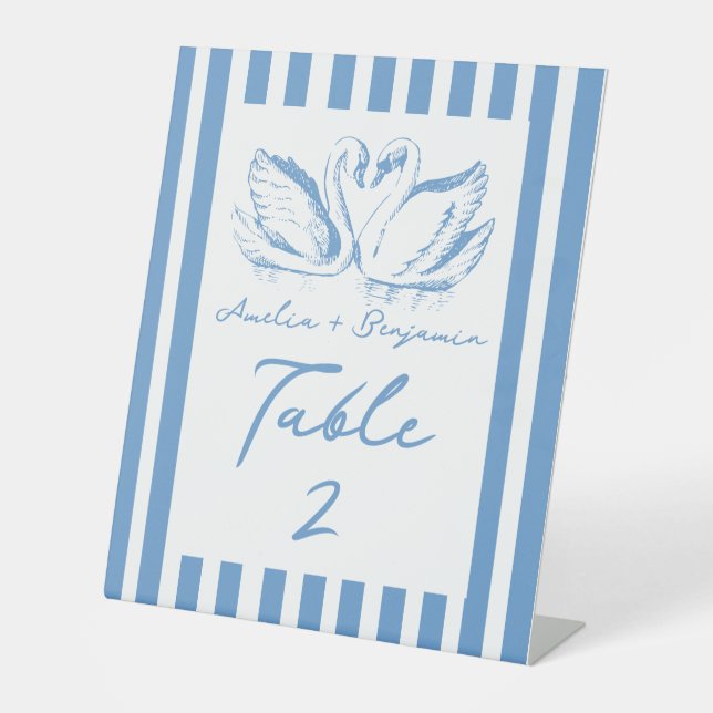 Signe De Table hand drawn Couple Swan Whimsical Wedding (Recto)