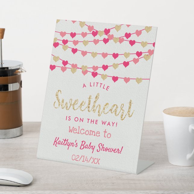 Signe De Table Hanging Love Hearts Baby shower amoureux Bienvenue (In SItu)
