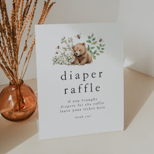Signe De Table HANNAH Bear Baby shower de laine de Raffin